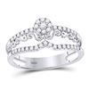 Image 1 : Round Diamond Scroll Cluster Ring 1/3 Cttw 14KT White Gold