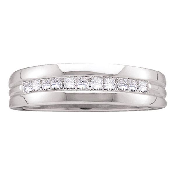 Princess Channel-set Diamond Single Row Wedding Band 1/2 Cttw 14KT White Gold