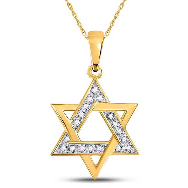 Round Diamond Star Magen David Jewish Pendant 1/10 Cttw 10KT Yellow Gold