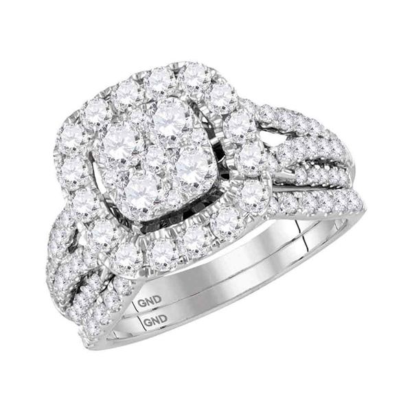 Diamond Bridal Wedding Ring Band Set 2 Cttw 14KT White Gold