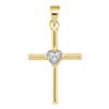 Round Diamond Small Heart Cross Pendant .03 Cttw 10KT Yellow Gold