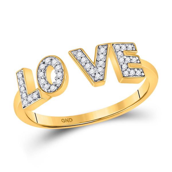 Round Diamond Bisected Love Fashion Ring 1/10 Cttw 10KT Yellow Gold