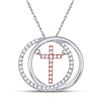 Image 1 : Round Diamond Circle Cross Pendant 1/5 Cttw 10KT Two-tone Gold