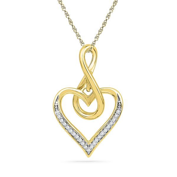 Round Diamond Infinity Heart Pendant 1/20 Cttw 10KT Yellow Gold