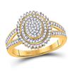 Image 1 : Round Diamond Oval Cluster Ring 1/4 Cttw 10KT Yellow Gold