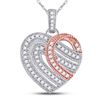 Image 1 : Round Diamond Heart Milgrain Stripe Pendant 1/5 Cttw 10KT Two-tone Gold
