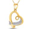 Image 2 : Round Diamond Heart Pendant 1/10 Cttw 10KT Yellow Gold