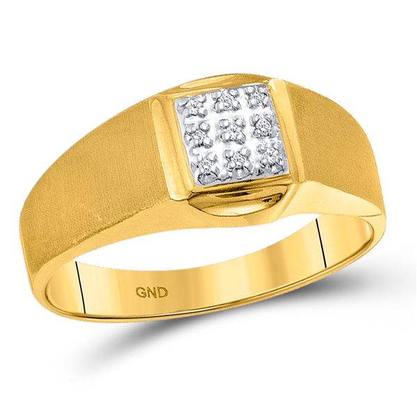 Round Diamond Brushed Cluster Ring .03 Cttw 10KT Yellow Gold