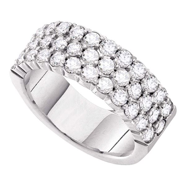 Round Diamond Triple Row Pave Band Ring 3 Cttw 14KT White Gold