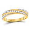 Image 1 : Round Diamond Diagonal Stripe Band Ring 1/4 Cttw 14KT Yellow Gold
