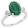 Image 1 : 2.95 CTW Malachite & Diamond Ring 14K White Gold - REF-66F8N