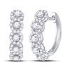Image 1 : Round Diamond Halo Hoop Earrings 1 Cttw 14KT White Gold