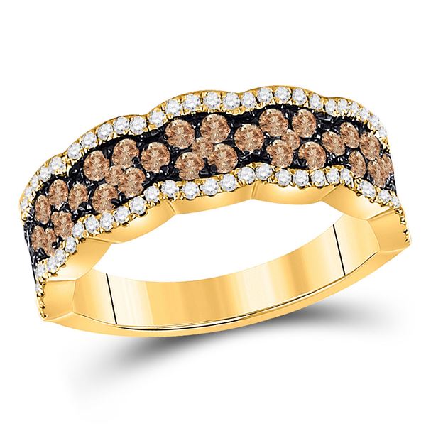 Round Brown Diamond Fashion Band Ring 1 Cttw 14KT Yellow Gold