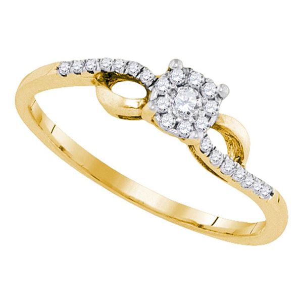 Round Diamond Cluster Promise Ring 1/10 Cttw 10KT Yellow Gold