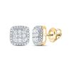 Image 1 : Round Diamond Square Cluster Earrings 1/2 Cttw 10KT Yellow Gold
