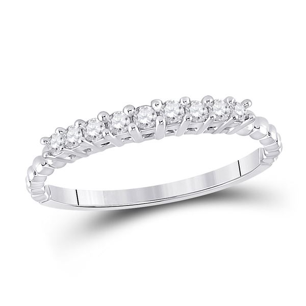 Round Diamond Single Row Band Ring 1/4 Cttw 10KT White Gold