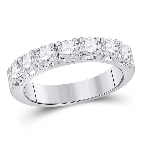 Round Diamond Single Row Band Ring 1 Cttw 14KT White Gold