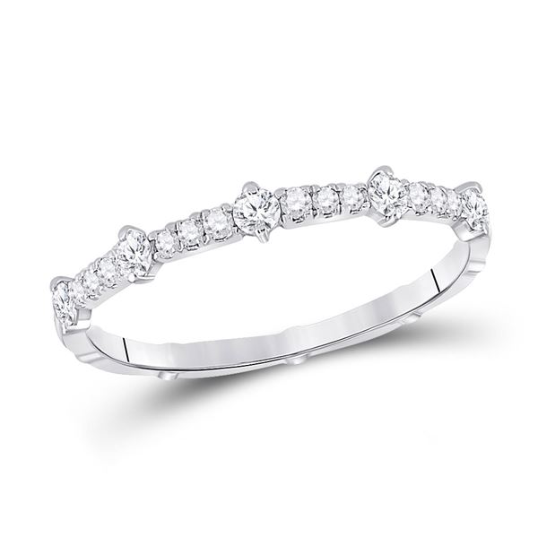 Round Diamond 5-Stone Stackable Band Ring 1/4 Cttw 10KT White Gold