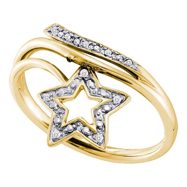 Round Diamond Star Bypass Band Ring .03 Cttw 10KT Yellow Gold