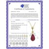 Image 2 : Genuine 9.3 ctw Ruby & White Topaz Necklace 14KT Yellow Gold - REF-28A9K