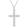 Image 1 : Round Diamond Cross Pendant 1/2 Cttw 10KT White Gold
