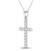 Image 2 : Round Diamond Cross Pendant 1/2 Cttw 10KT White Gold