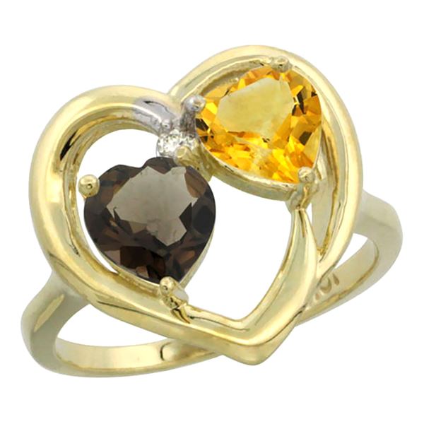 2.61 CTW Diamond, Quartz & Citrine Ring 14K Yellow Gold - REF-33M9A