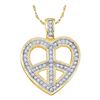 Image 1 : Round Diamond Heart Peace Sign Pendant 1/6 Cttw 10KT Yellow Gold