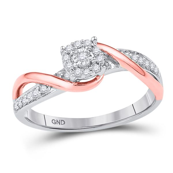 Round Diamond Cluster Promise Ring 1/6 Cttw 10KT Two-tone Gold