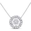 Image 1 : Round Diamond Floral Cluster Necklace 1/3 Cttw 14KT White Gold