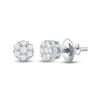 Image 1 : Round Diamond Flower Cluster Earrings 1/10 Cttw 10KT White Gold
