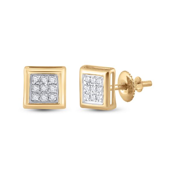 Round Diamond Square Earrings 1/20 Cttw 10KT Yellow Gold