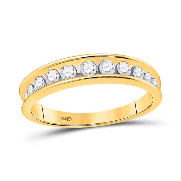 Round Channel-set Diamond Single Row Wedding Band 1/2 Cttw 14KT Yellow Gold