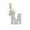 Image 1 : Round Diamond Crown M Letter Charm Pendant 7/8 Cttw 10KT Yellow Gold