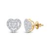 Image 1 : Round Diamond Heart Earrings 1/12 Cttw 10KT Yellow Gold