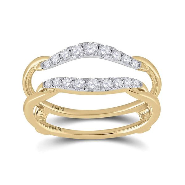 Round Diamond Wedding Wrap Ring Guard Enhancer 1/3 Cttw 14KT Yellow Gold