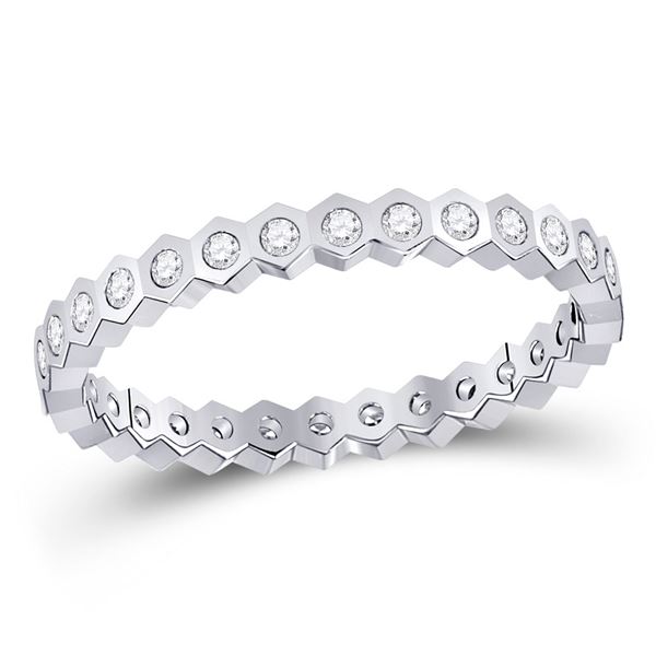 Round Diamond Band Ring 1/4 Cttw 14KT White Gold