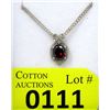 Image 1 : Sterling Silver Garnet & Diamond Pendant