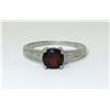 Image 1 : Sterling Silver Garnet & Diamond Solitaire Ring