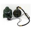 Image 2 : Carved Asian Tigers Eye Pendant & Jade Buddha