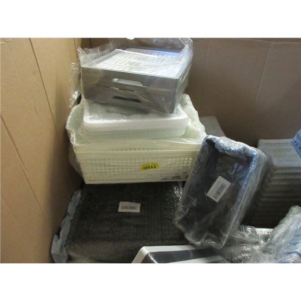 10 Packages of Plastic Bins, Baskets & Trays