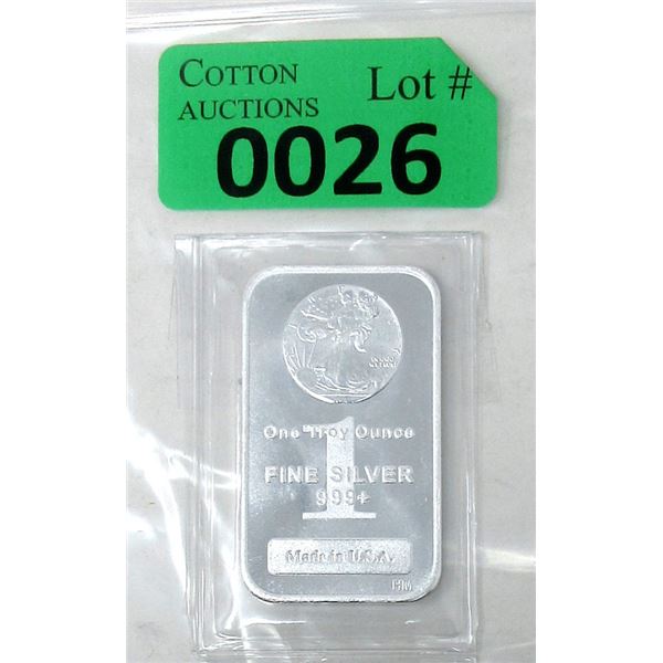 1 Oz. .999 Fine Silver Walking Liberty Bar