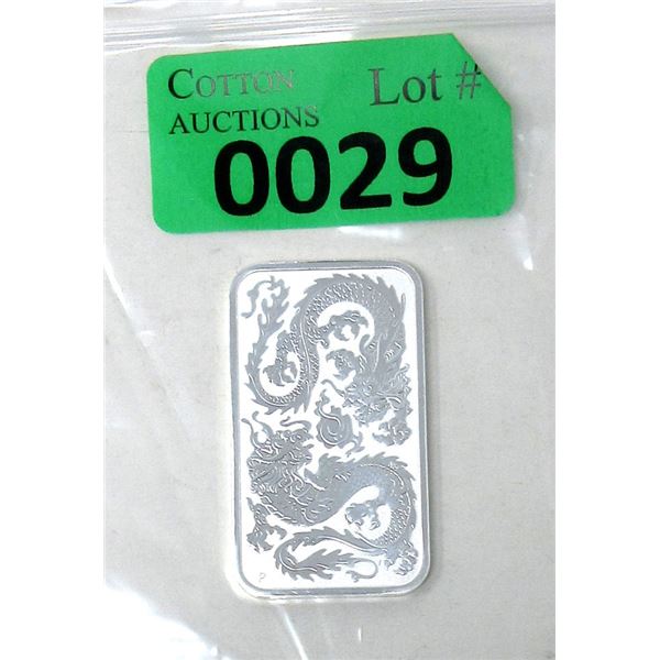 1 Oz .9999 Silver 2020 Double Dragon Bar