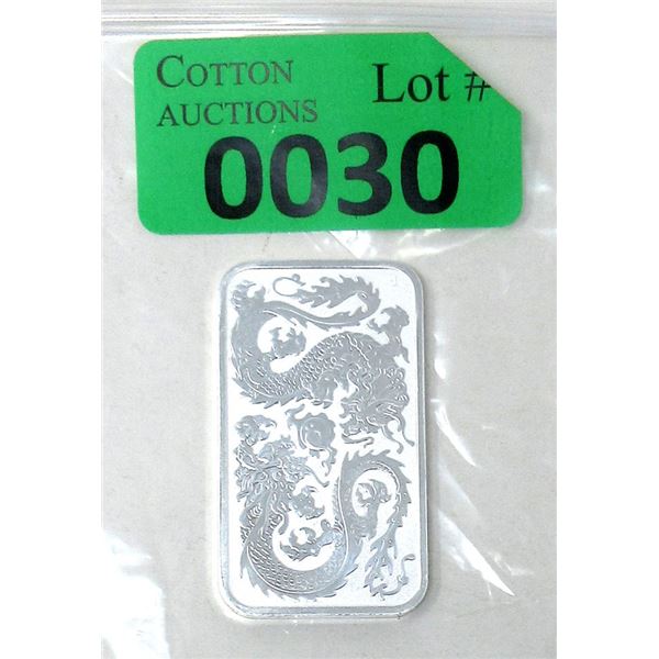 1 Oz .9999 Silver 2020 Double Dragon Bar