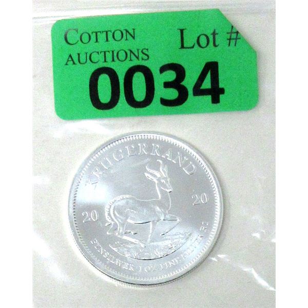 1 Oz .999 Fine Silver 2021 Krugerrand Coin