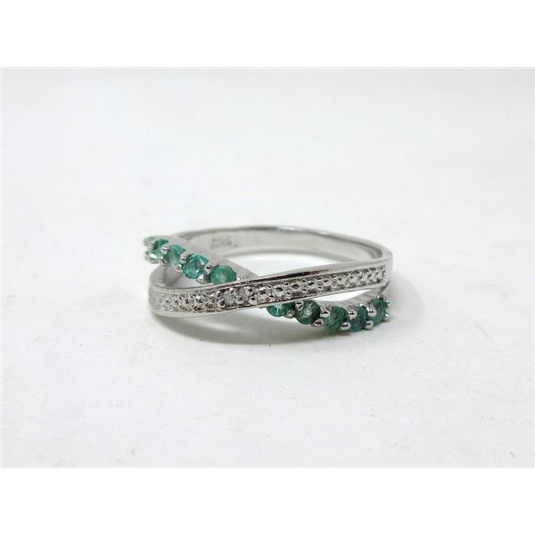 Emerald & Diamond Crossover Design Ring