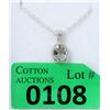 Image 1 : Sterling Silver Green Amethyst & Diamond Pendant