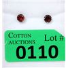Image 1 : New 14 KT White Gold Garnet Stud Earrings