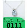 Image 1 : Sterling Silver Blue Topaz & Diamond Pendant