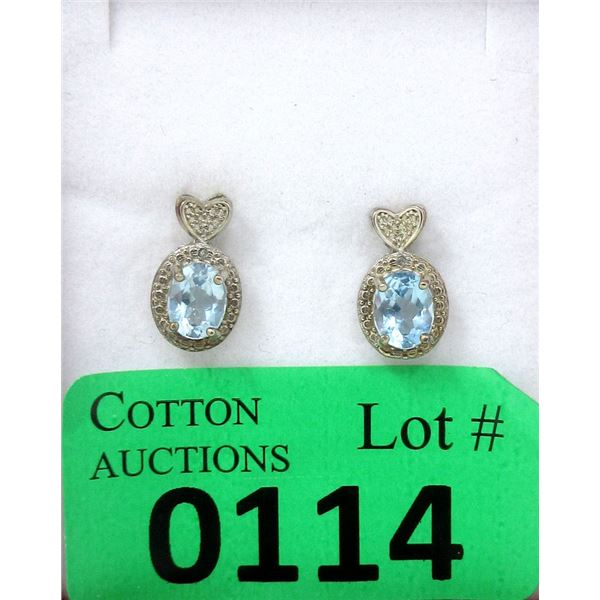 New Blue Topaz & Diamond Earrings